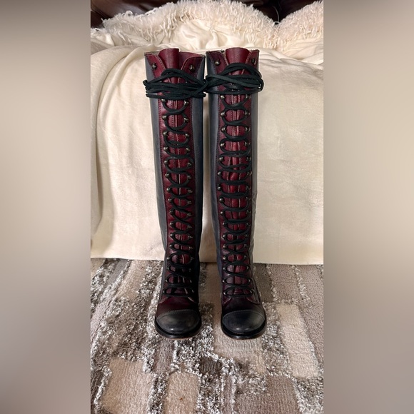 Freebird by Steven Shoes - Freebird by Steven Burgundy and Black Lace Up Boots Size 6